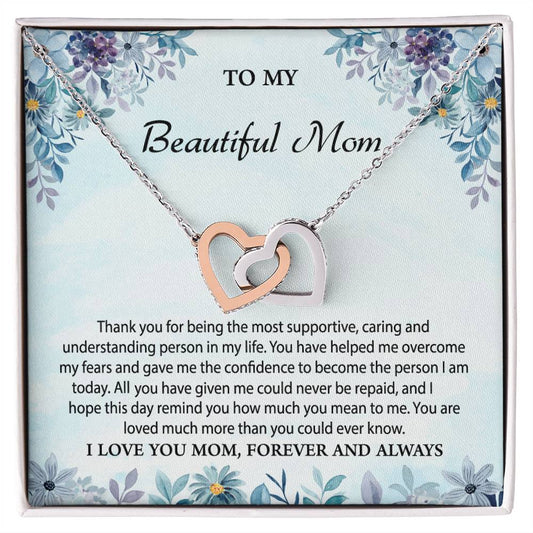 To My Beautiful Mom | I Love You - Interlocking Hearts necklace